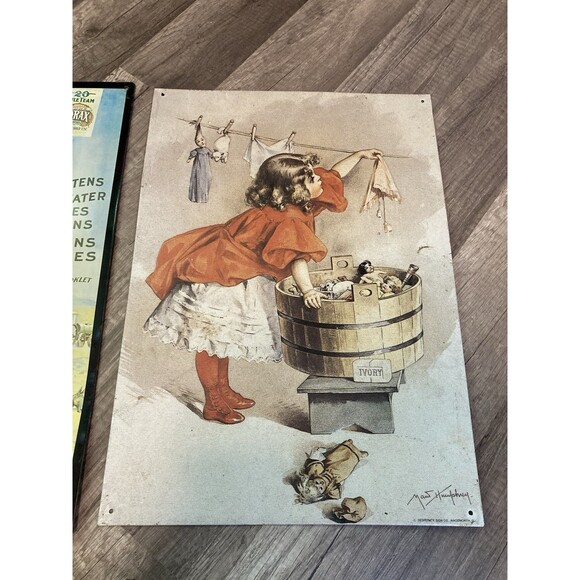 Vintage Theme Original Borax is King 20 Mule & Clothes Line Tin Signs Lot/2 - Picture 3 of 8